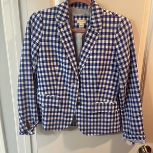 J. Crew Royal blue gingham blazer